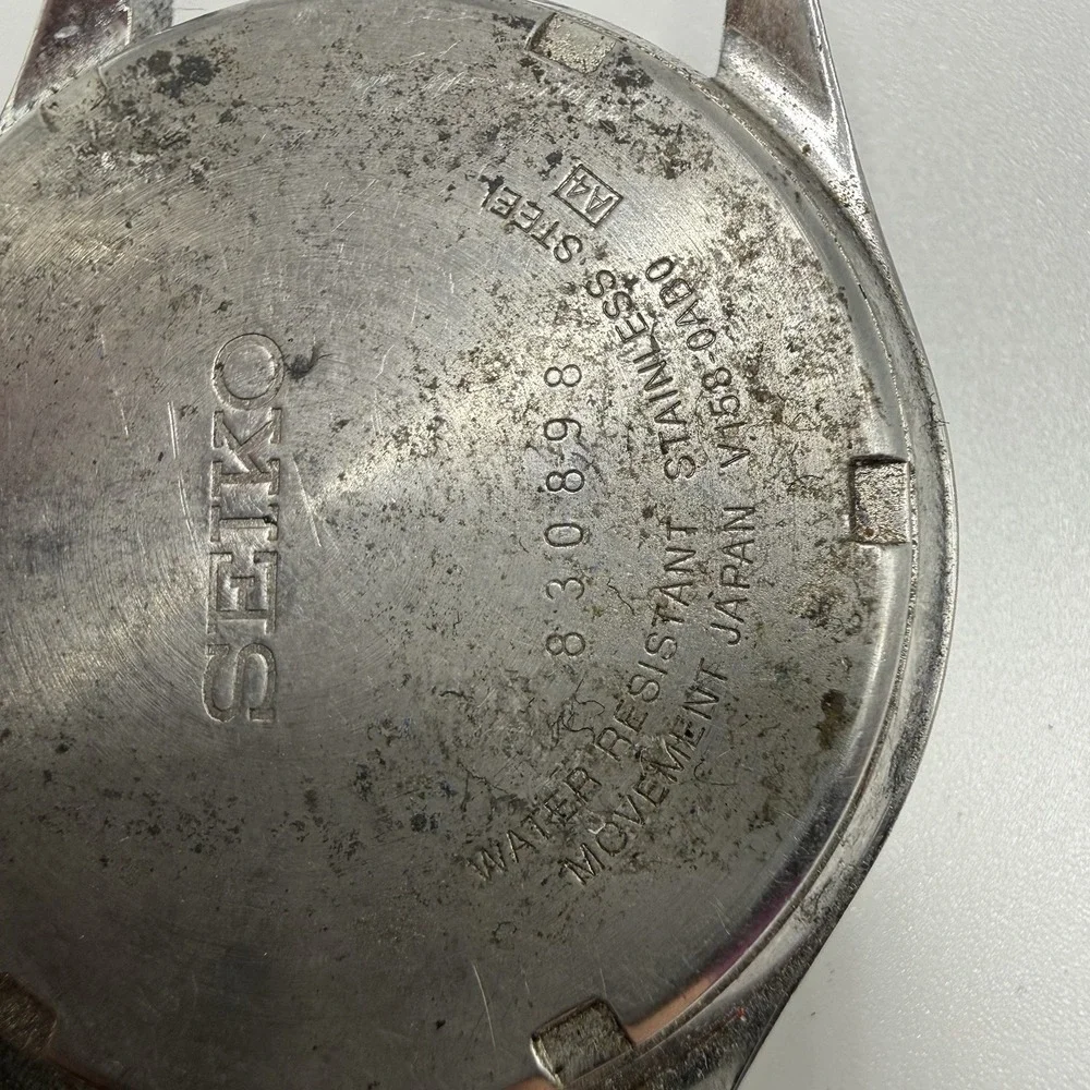 Seiko Men V158-0AB0 Dress Black Dial‎ Day Date Stainless Solar 37mm Watch